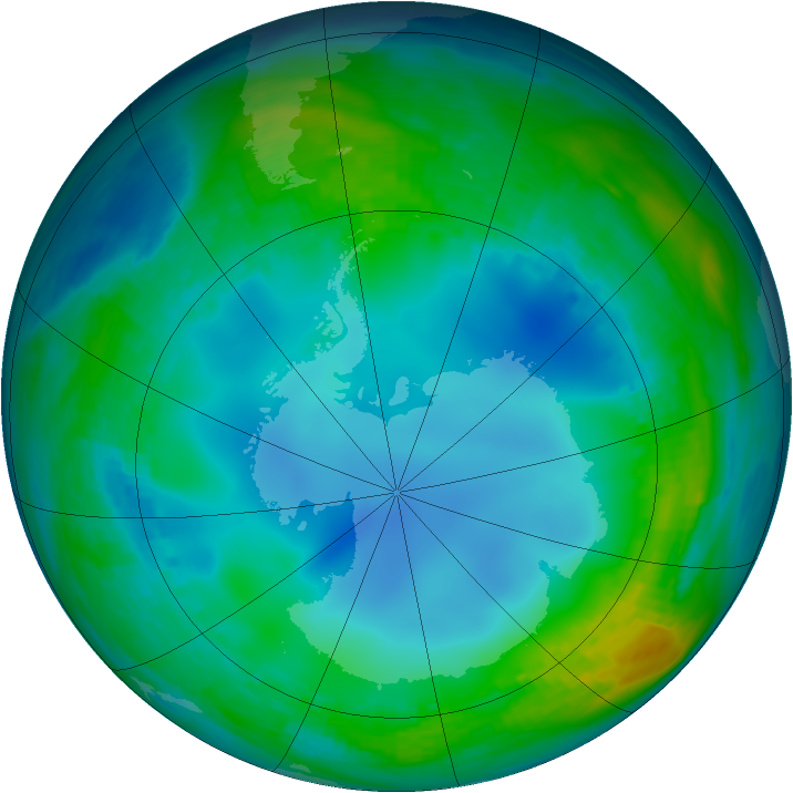 Antarctic ozone map for 28 May 1986